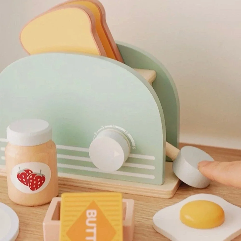 Wooden Toy-Pop‎ up Toaster Play Kitchen Playset (11 pieces)